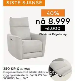 Skeidar Oregon recliner, NOK 8999 tilbud