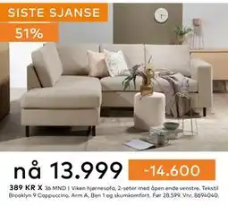 Skeidar Viken hjørnesofa, NOK 13999 tilbud