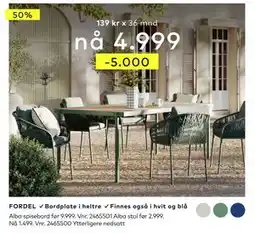 Skeidar Alba spisebord, NOK 4999 tilbud
