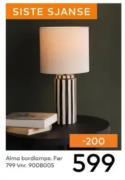 Skeidar Alma bordlampe, NOK 599 tilbud