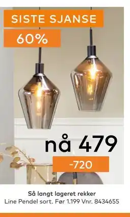 Skeidar Line Pendel sort, NOK 479 tilbud