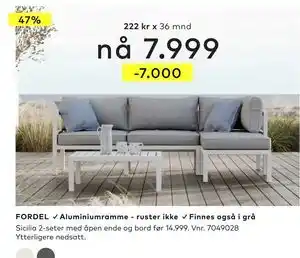 Skeidar Sicilia 2-seter, NOK 7999 tilbud