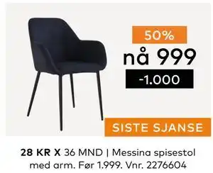 Skeidar Messina spisestol med arm, NOK 999 tilbud