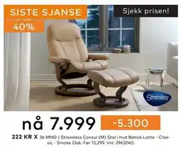 Skeidar Stressless Consul (M) Stol, NOK 7999 tilbud