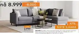 Skeidar Tempo hjørnesofa Oppsett 11R, NOK 8999 tilbud
