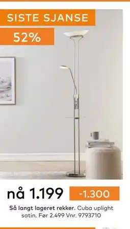 Skeidar Cuba uplight satin, NOK 1199 tilbud