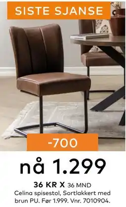 Skeidar Celina spisestol, NOK 1299 tilbud