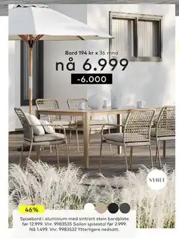 Skeidar Spisebord, NOK 6999 tilbud