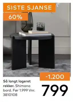 Skeidar Shimana bord, NOK 799 tilbud
