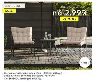 Skeidar Clarion loungegruppe, NOK 2999 tilbud
