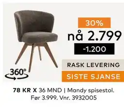 Skeidar Mandy spisestol, NOK 2799 tilbud
