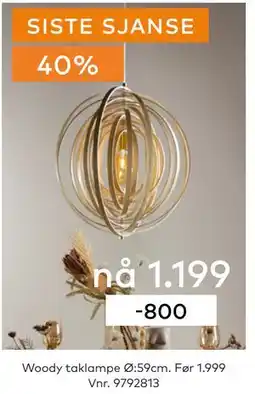 Skeidar Woody taklampe, NOK 1199 tilbud