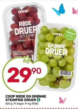 Coop Marked COOP Røde og grønne steinfrie druer tilbud