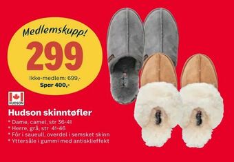 Coop Extra Hudson skinntøfler tilbud