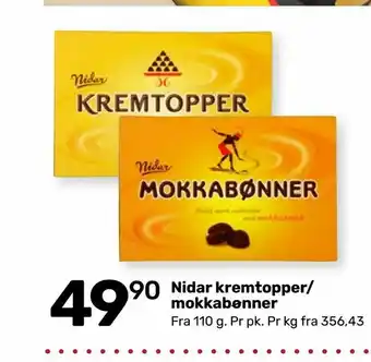 Coop Marked Nidar kremtopper/ mokkabønner tilbud