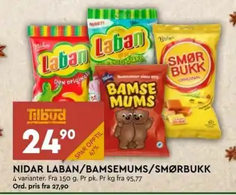 Coop Mega Nidar laban /bamsemums /smørbukk tilbud