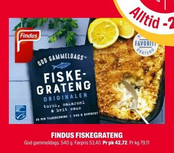 Coop Extra Findus fiskegrateng tilbud