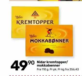 Matkroken Nidar kremtopper/ mokkabønner tilbud
