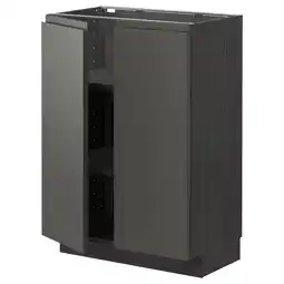 IKEA Metod Benkeskap m hylleplate/2 dører, svart/voxtorp mørk grå, 60x37 cm tilbud