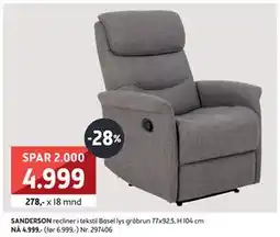 Bohus SANDERSON recliner, NOK 4999 tilbud