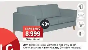 Bohus ETON 3 seter, NOK 8999 tilbud
