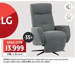 Bohus ASTRA hvilestol med integrert fothviler, NOK 13999 tilbud
