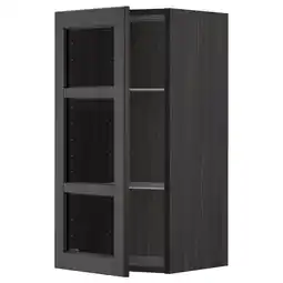 IKEA Metod Veggskap m hyller/vitrinedør, svart/lerhyttan svartbeiset, 40x80 cm tilbud