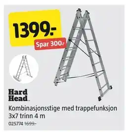Jula Kombinasjonsstige med trappefunksjon 3x7 trinn 4 m, NOK 1399 tilbud