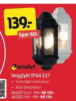 Jula Vegglykt IP44 E27, NOK 139 tilbud