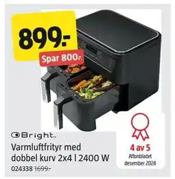 Jula Varmluftfrityr med dobbel kurv 2x4 l 2400 W, NOK 899 tilbud
