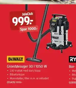 Jula Grovstøvsuger 30 l 1050 W, Medlemspris tilbud