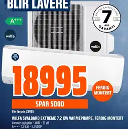 Coop Obs WILFA SVALBARD EXTREME 7,2 KW VARMEPUMPE, FERDIG MONTERT Varmer og kjøler - WiFi - 21 dB tilbud