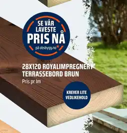 Coop Obs 28X120 ROYALIMPREGNERT TERRASSEBORD BRUN tilbud