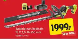 Jula Batteridrevet hekksaks 18 V 2,0 Ah 550 mm tilbud
