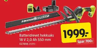 Jula Batteridrevet hekksaks 18 V 2,0 Ah 550 mm tilbud