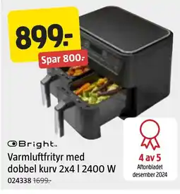 Jula OBrightTM Varmluftfrityr med dobbel kurv 2x4 | 2400 W tilbud