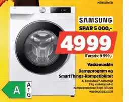 POWER SAMSUNG Vaskemaskin Dampprogram og SmartThings-kompatibilitet tilbud