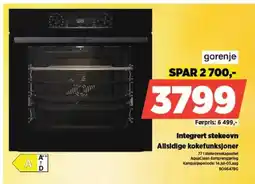 POWER Gorenje integrert stekeovn allsidige kokefunksjoner tilbud
