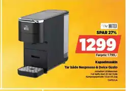 POWER MATTED Kapselmaskin Tar både Nespresso & Dolce Gusto tilbud