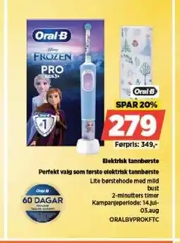 POWER Oral B Elektrisk tannbørste Perfekt valg som første elektrisk tannbørste tilbud