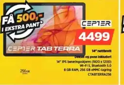 POWER CEPTER 14" nettbrett Deksel og penn Inkludert 8 GB RAM, 256 GB eMMC-lagring CTABTERRA256 tilbud