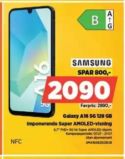 POWER SAMSUNG Galaxy A16 5G 128 GB Imponerende Super AMOLED-visning tilbud