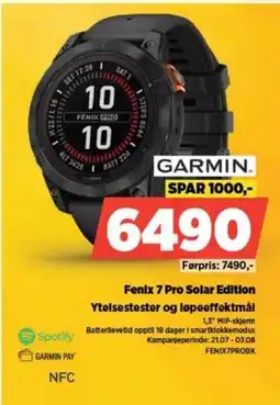 POWER GARMIN Fenix 7 Pro Solar Edition Ytelsestester og løpeeffektmål tilbud