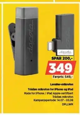 POWER Lavaller-mikrofon Trádios mikrofon for IPhone og IPad tilbud