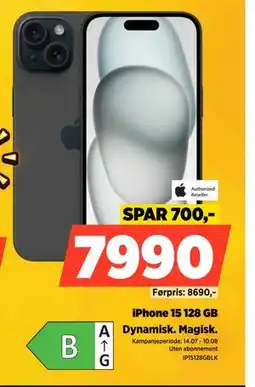 POWER iPhone 15 128 GB, NOK 7990 tilbud