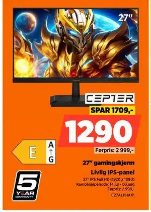 POWER 27 gamingskjerm, NOK 1290 tilbud