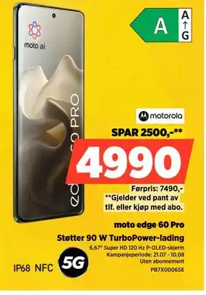 POWER moto edge 60 Pro, NOK 4990 tilbud