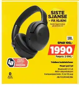POWER Trådløse hodetelefoner, NOK 1990 tilbud