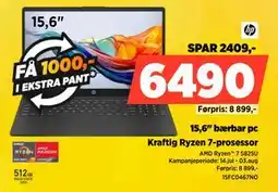POWER 15,6 bærbar pc, NOK 6490 tilbud