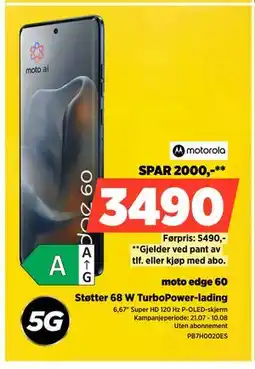 POWER moto edge 60, NOK 3490 tilbud